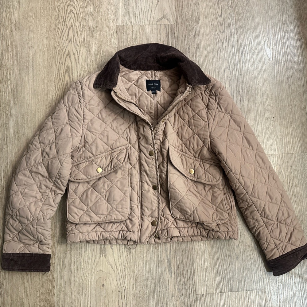 Quilted Barn Jacket with Brown Corduroy Accents